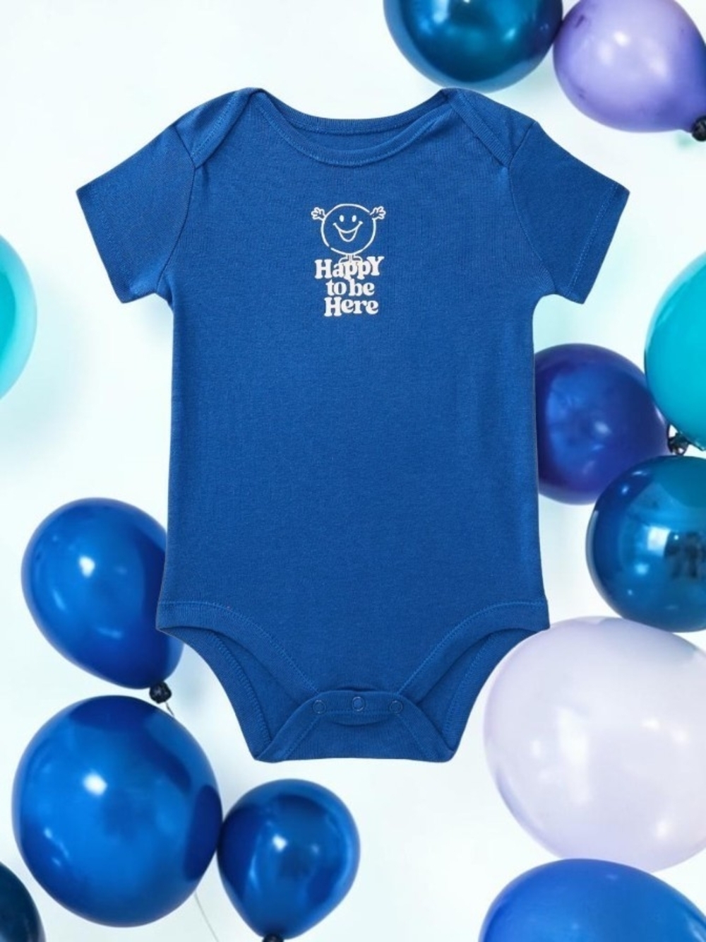 wonder nation Royal Blue "Happy to be Here" Baby One-Piece